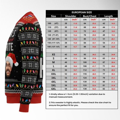ArctenWear Santa’s Favorite Ho Custom Face Sweater | Personalized Photo Ugly Christmas Sweater