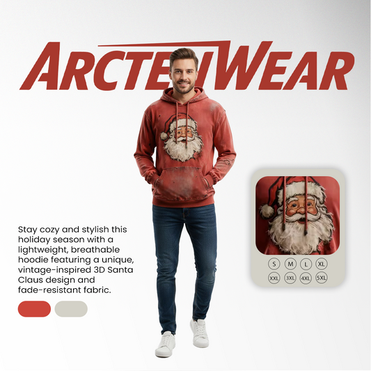 ArctenWear Men's Vintage Santa Claus Hoodie