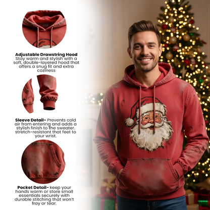 ArctenWear Men's Vintage Santa Claus Hoodie