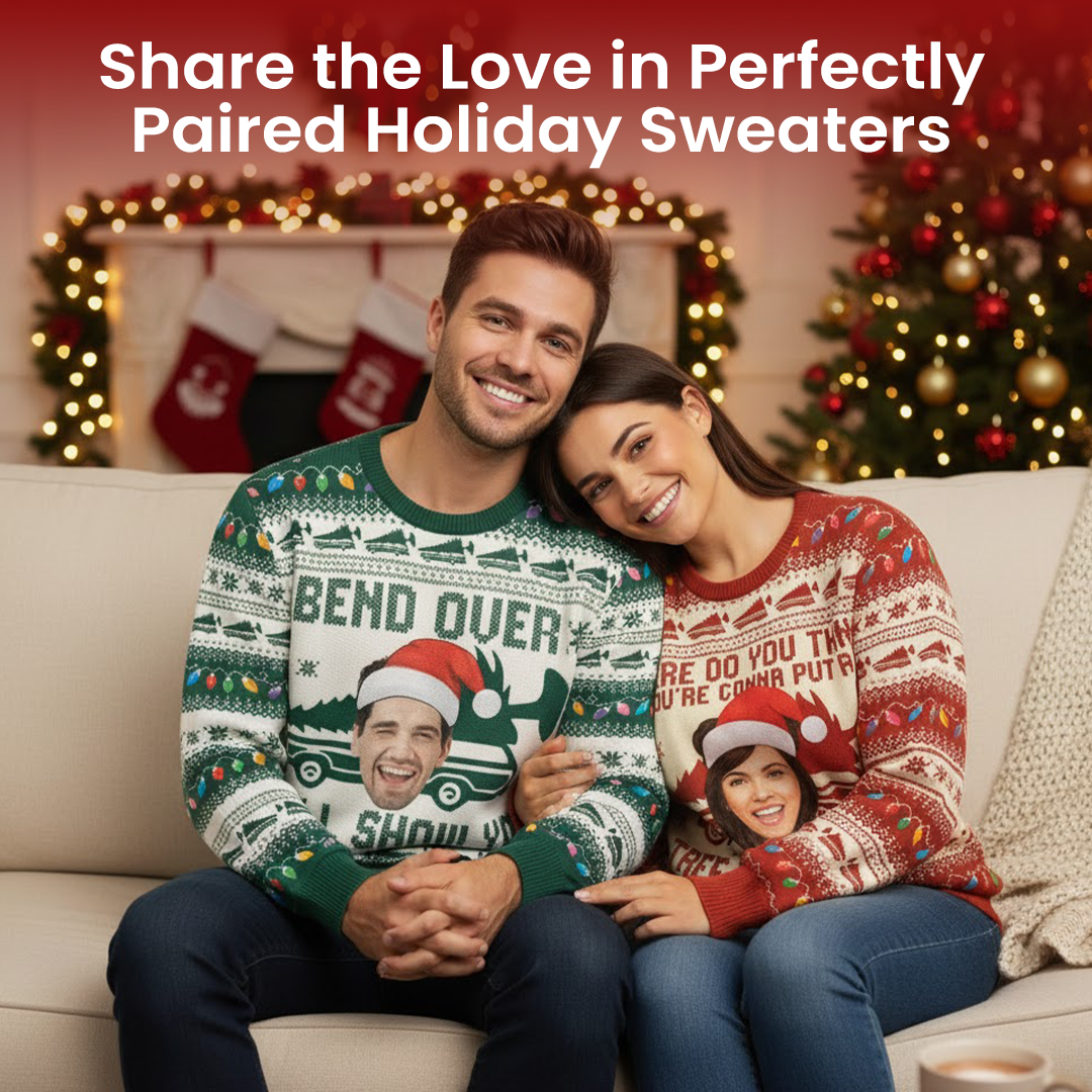 ArctenWear Personalized Couple Christmas Ugly Sweater