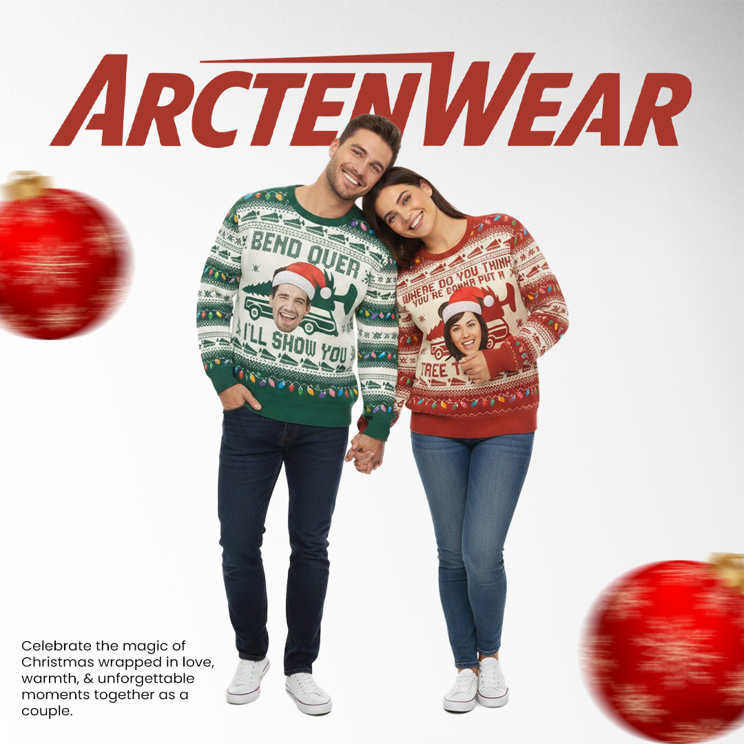 ArctenWear Personalized Couple Christmas Ugly Sweater